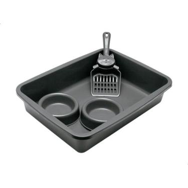 Imagem de Kit Higiene P/ Gatos Caixa Pá Comedouro e Bebedouro Stillpet - STEELLP