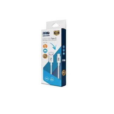 Imagem de Cabo USB A-Macho - Type-C 1,0 Metro 3.0A Branco Proeletronic - CAUSB-1