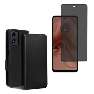 Imagem de Capa Carteira + Pelicula Privacidade Hidrogel Para Moto G24