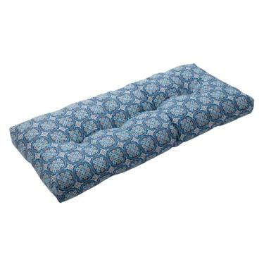 Imagem de Magpie Fabrics Almofada de banco de pátio 122 x 45 cm, almofadas de assento longas antiderrapantes e externas para ambientes internos e externos, almofada tufada para jardim doméstico (medalha de