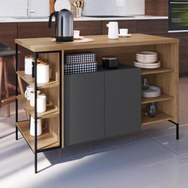 Imagem de Mesa Bancada Ilha Industrial 2 Portas Jenny Mel/Grafite Z54 - Mpozenat