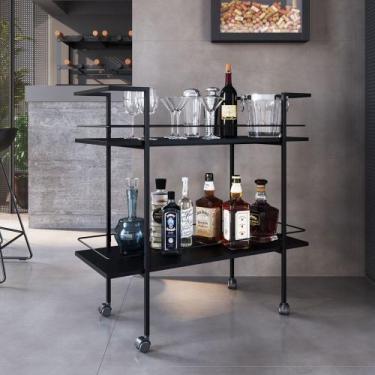 Imagem de Carrinho Bar Industrial 2 Prateleiras 90cm Artho Preto Z54 - Mpozenato