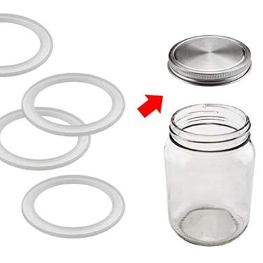 Imagem de KIMISS 10pcs Silicone Jar Jarkets Substituição-Anéis de Vedação de Qualidade de Alimentos Herméticos para Potes de Conservas de Boca Regular, à Prova de Vazamentos e Lavadora de Lavar Louça (Branco
