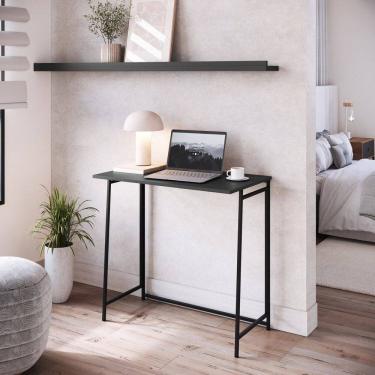 Imagem de Escrivaninha Industrial Dobrável Montada 80cm P1044 Grafite / Preto