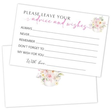 Imagem de WwongxianB Conjunto de 25 cartões de conselhos e desejos de flores - Livro de visitas Palavras de Sabedoria para recém-casados chá de panela casamento aposentadoria Grad Fill in Style Convites Cards