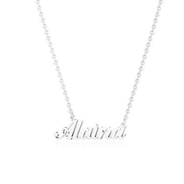 Imagem de Hidepoo Colar com nome personalizado – Colar com pingente de nome personalizado de aço inoxidável, corrente delicada com nome de letra, joias personalizadas para mulheres e meninas, metal, Aço
