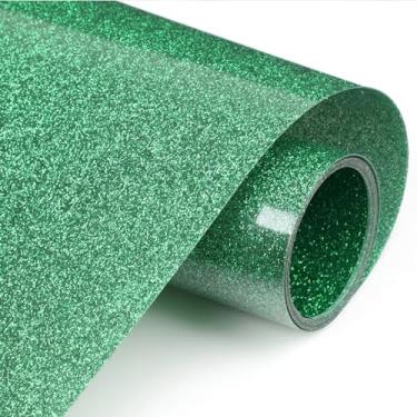 Imagem de Rolos de vinil HTV TransWonder Glitter para transferência de calor 30,48 cm x 1,52 m. – Vinil compatível com Silhouette Cameo e Cricut da Iron on HTV, Verde, 5 feet, 1