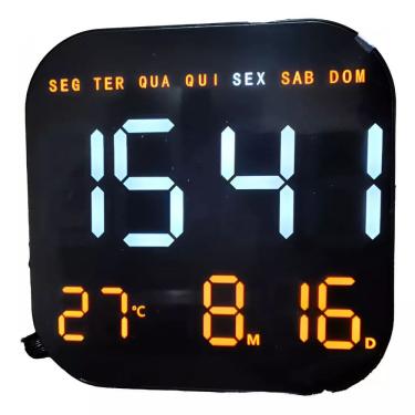 Imagem de relógio digital led calendário alarme de parede com controle remoto