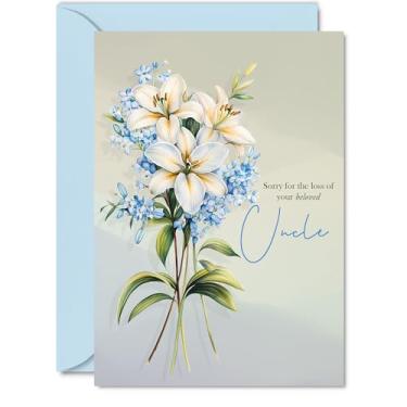 Imagem de Cartão de simpatia Loss of Uncle - Floral Deepest Sympathy Flowers - Cartões de luto de luto para adultos, cartões de felicitações A5 Condolences Thinking of You