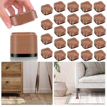 Imagem de Pacote com 24 peças de elevação para móveis de 2,5 ou 7,6 cm, elevadores de cama ajustáveis resistentes para mesa sofá cadeira sofá armário pernas de cama dormitório, blocos de elevação de cama