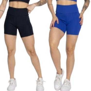 Imagem de KIT 2 Short Smart Verão Serra e Mar Shortinho Para Treino Academia Moda Fitness-Feminino