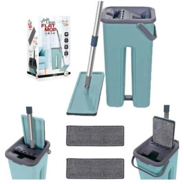 Imagem de Mop Flat Tira Pó Esfregão Com Balde Lava Seca 2 Refil - 123Útil