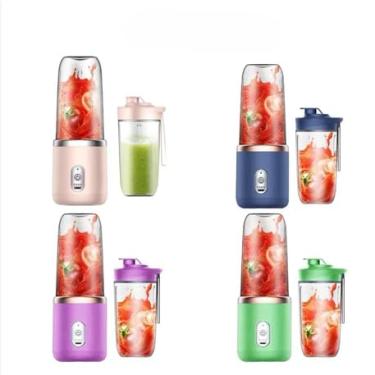 Imagem de 400ML 6 Lâminas Espremedor Elétrico Mini Liquidificador Portátil De Suco De Alimentos Misturador Leite Smoothie(2 Copos ALEATORIO)
