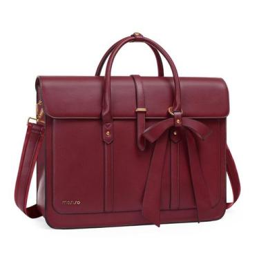 Imagem de Bolsa para laptop MOSISO para mulheres de 15 a 15,6 polegadas em couro