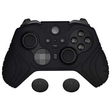 Imagem de PlayVital Capa de silicone antiderrapante Samurai Edition para controle sem fio Xbox Elite Série 2 Core, película protetora ergonômica de borracha macia para Xbox Elite Series 2 com tampas de aperto de polegar - Preto