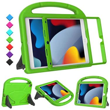 Imagem de TOEVEK Capa infantil para iPad 9ª/8ª/7ª geração, iPad 10.2 com protetor de tela integrado, capa protetora durável à prova de choque para iPad de 10,2 polegadas 2021/2020/2019, verde