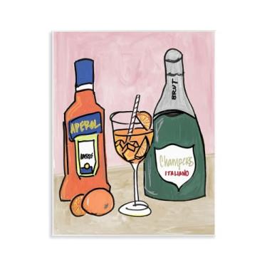 Imagem de Stupell Industries Design artístico de placa de parede Aperol e champanhe por NOLA JAMES, 35,5 x 28,5 cm