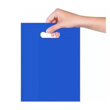 Imagem de Sacola Plástica 20X30 Azul -Alça Boca De Palhaço- Kit 20Un