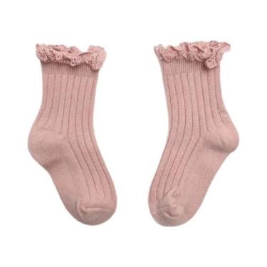 Imagem de Meias Altas Até O Joelho Com Babados Para Meninas, Meias Macias De Alg