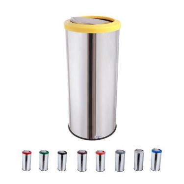 Imagem de Lixeira Inox Com Tampa Basculante Lixeira Grande 50 Litros - CCM, Amar