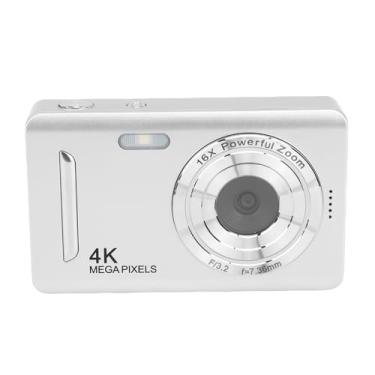 Imagem de Fockety Câmera digital 4K para fotografia, câmera de vlog com foco automático e foco automático de 64 MP HD para YouTube, tela TFT de 2,4" e zoom digital de 16x, bateria de 650 mAh (Prata)
