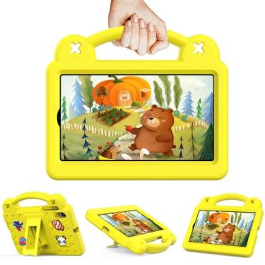 Imagem de YRH Capa para tablet Onn 17.8 cm (2024) Gen 4 Modelo: 100135924, capa infantil de EVA com alça de suporte, para Walmart Onn Tablet Case 17.8 cm, amarela