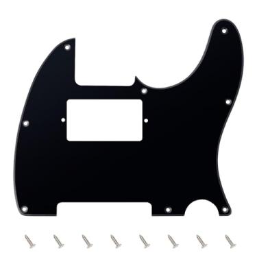 Imagem de Banworks 1 Ply Tele HS/HH Pickguard 8 furos para guitarra elétrica Pickguard placa para USA/Mexican Fender Modern Style Standard Tele Telecaster JT/HB-04 Preto brilhante