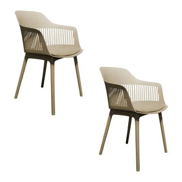 Imagem de Kit 2 Cadeiras Estofadas de Jantar Marcela Bege