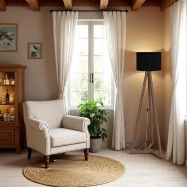 Imagem de Luminaria Piso 1.6 Tripe Integra Finger Abajur Cupula Preta - Ofertamo