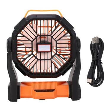 Imagem de LED Fan Camping com Banco de Luz e Power Banco de 8000mAh Ventilador de acampamento portátil portátil com brilho e velocidade ajustáveis ​​para pesca de tendas (Laranja)