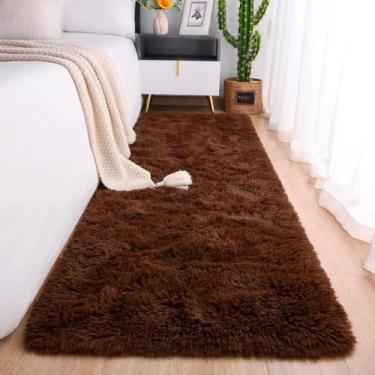 Imagem de Tapete Passadeira 1,00 x 0,60 Corredor Quarto Sala Beira de Cama Felpudo Peludo(Chocolate)