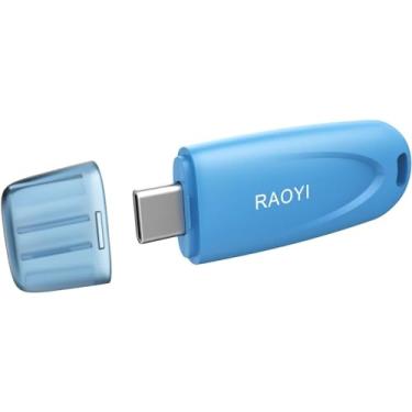 Imagem de RAOYI Flash Drive USB 3.0 USB C de 128 GB Tipo C Pen Drive Portátil com Orifício de Chaveiro Pen Drive de Alta Velocidade para Laptop Smartphone Tablet Mac Dispositivos USB-C, Azul