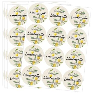 Imagem de 120 etiquetas de garrafas de vinho de limão de Natal adesivos caseiros de vinho de limão extraindo adesivos de licor de limão etiquetas de molho picante adesivos de molho picante (limão circular)