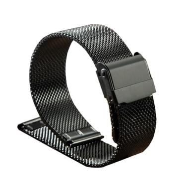 Imagem de WSLCN Pulseira de Relógio de Aço Inoxidável Preto 22mm Malha Unissex 22.5cm Fecho de Flip Compatível com Relógios D.W.