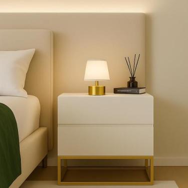 Imagem de Mesa De Cabeceira Eros 45cm Estilo Industrial Base Dourado - Aprire Mó