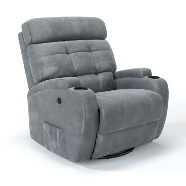 Imagem de Poltrona do Papai Reclinável Elétrica com Base Giratória e Balanço em Tecido Suede Damie