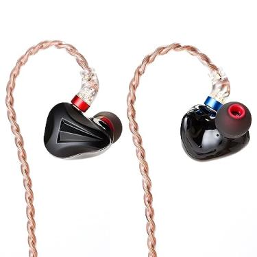 Imagem de HiFiGo Monitores intra-auriculares CVJ Freedom 5 híbridos, 1 nano cerâmica DD + 4 fones de ouvido intra-auriculares BA personalizados IEMs com 4 modos de ajuste alternáveis e 3 tipos de plugue (preto)