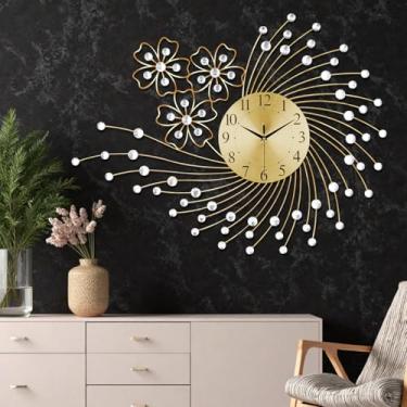 Imagem de Relógio de parede grande para sala de estar, silencioso, sem tique-taque, operado por bateria, 84 x 63,5 cm, moderno, grande, relógio para quarto, escritório, cozinha, decoração de casa, dourado