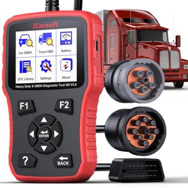 Imagem de iCarsoft Scanner multisistemas HD V3.0 para caminhões resistentes, scanner OBD2 para caminhões a diesel, leitor de código 2 em 1 para caminhão e carro com modos OBD2 completos, ferramenta de
