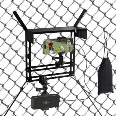 Imagem de PEYAKO Suporte de cerca de celular com sombra, kit de montagem de trocador de jogos para iPhone, GoPro, Mevo Start e outras câmeras de ação, kit de streaming Gamechanger para gravação de beisebol