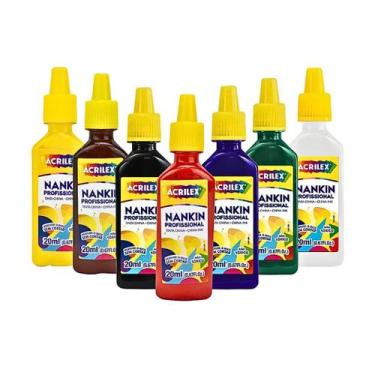 Imagem de Tinta Nankin Kit 7 1 de Cada Cor Profissional para Contornos 20ml Acri