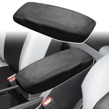 Imagem de ramuel Compatível com console central apoio de braço almofada de couro PU capas de descanso de braço tapete protetor de tampa de console médio para Nissan Kicks 2021-2024 Nissan Xterra preto