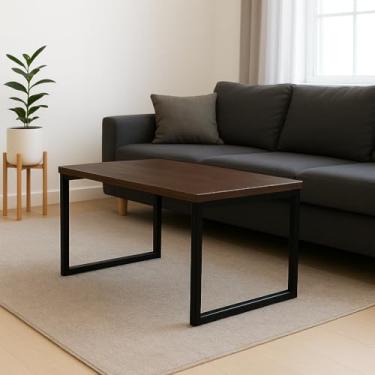 Imagem de Mesa de Centro Estilo Industrial Fabricado em Metalon 20x20 e Tampo em MDP de 15mm. Ideal para sala, Super resistente e firme. (Imbuia)