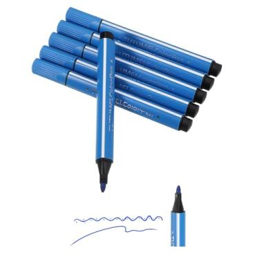Imagem de PATIKIL Marcadores coloridos, azul celeste, pacote com 6, laváveis para colorir desenhos, desenhos, desenhos, desenhos, linhas amplas, conjunto de canetas para colorir e esboçar livros de colorir para