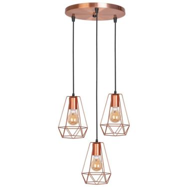 Imagem de Pendente Mumbai 3 Lâmpadas Cobre - PD180/3CO - KIN