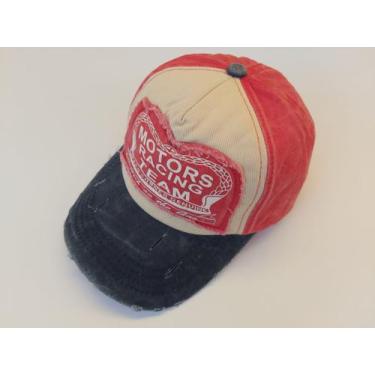 Imagem de Boné rasgado Aba curva Masculino/Feminino - Genérica, Vermelho aba azu