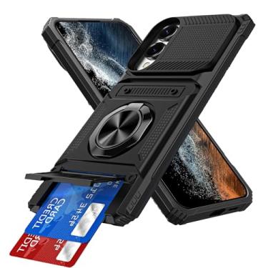 Imagem de MEMAXELUS Capa carteira para Samsung Galaxy S25 FE com suporte para cartão, [loja 2 cartões] Anel de suporte de 360° de corpo inteiro, resistente, à prova de choque, capa protetora para celular para