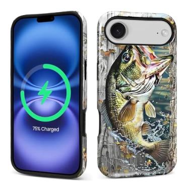 Imagem de CARLOCA Compatível com capas para iPhone 17 Air, 2 em 1, de silicone brilhante, para MagSafe, oferece proteção abrangente para iPhone 17 Air com design de árvore de camuflagem de cerca de madeira de