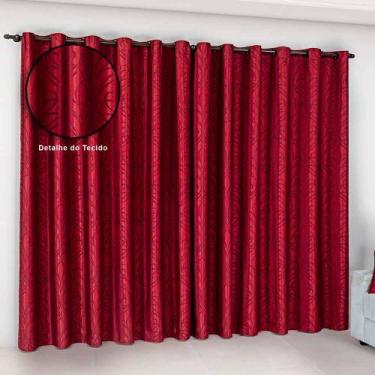 Imagem de Cortina Atena 4m x 2,80m Jacquard Semi Blackout Vermelho - Imperial Mo