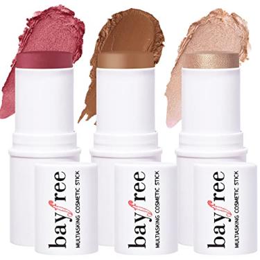 Imagem de KIMUSE Multi Stick Trio Maquiagem facial, bastão de blush creme para bochechas e lábios, bastão de contorno e marcadores de maquiagem para todas as peles
